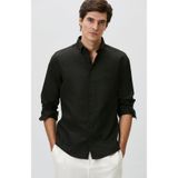 Network Slim Fit Siyah Keten Gömlek