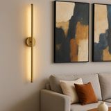 Netzy Modern Kablosuz Pilli LED Aplik, Eskitme Gold 70 cm, Gün Işığı, 1 Adet 9V Pil Dahil, Montajsız Dekoratif Duvar Lambası