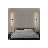 Netzy Modern Premium Kablosuz Pilli Gün Işığı Led Aplik – Siyah 70cm | Montajsız Duvar Lambası (Pil Dahil)