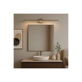 Netzy Platinium Veil™ Metalik Gümüş 70 cm Modern Kablosuz Tablo Ayna Pilli Aplik Montajsız Duvar Lambası