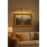 Netzy Vintage Gold™ Eskitme Gold 70 cm Modern Kablosuz Tablo Ayna Pilli Aplik Montajsız Duvar Lambası