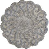 Neu Bella Home Amerikan Servis Nakış Lüks Supla Ahtapot Masa ve Sunum Takımı Çeyizlik - 37 x 37 cm - Gri