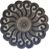 Neu Bella Home Amerikan Servis Nakış Lüks Supla Ahtapot Masa ve Sunum Takımı Çeyizlik - 37 x 37 cm - Siyah