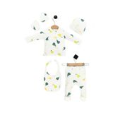 NEU KIDS Hastane Çıkışı 100% Pamuk Armut Baskılı Yenidoğan 5'li Set Bebek Kıyafeti, Ekru, Unisex
