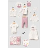 NEU KIDS Kutulu-Tavşan Yenidoğan Kıyafetleri 10'lu Hastane Çıkış Setleri Nakışlı %100 Pamuk Zıbın Set - Mor