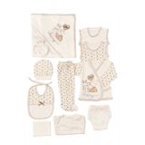 NEU KIDS Yenidoğan Bebek Kıyafetleri Pamuklu Unisex Kahverengi Tavşanlı 11'li Hastane Çıkışı Seti
