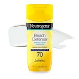 Neutrogena Beach Defense Suya Dayanıklı Güneş Koruyucu Losyon, Geniş Spektrumlu SPF 70, Yağsız ve PABA İçermeyen Hızlı Emici Güneş Koruyucu Losyon, UVA/UVB Güneş Koruması, SPF 70, 6.7 oz