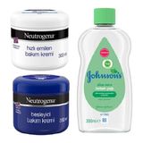 Neutrogena Besleyici El Kremi 300 ml + Neutrogena Hızlı Emilen Bakım Kremi 300 ml + Johnson's Aloe Vera Bebek Yağı 300 ml Bakım Seti