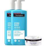 Neutrogena Hydro Boost Ultra Hafif Jel Vücut Losyonu 400 ml * 2 Adet & Hızlı Emilen El ve Vücut Bakım Kremi 200 ml