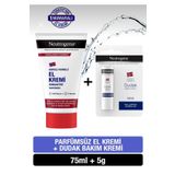 Neutrogena Norveç Formülü Parfümsüz 75 ml El Kremi + 4.8 gr Besleyici Dudak Nemlendiricisi