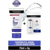 Neutrogena Parfümlü El Kremi 75 ml + Dudak Kremi Parlak Görünüm ile Yoğun Nemlendirme
