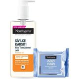 Neutrogena Sivilce Karşıtı Temizleme Jeli 200 ml + Deep Clean Makyaj Temizleme Mendili 25 adet