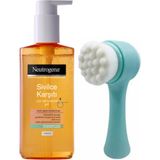 Neutrogena Sivilce Karşıtı Yüz Temizleme Jeli 200 ml Yeşil Fluweel Cilt Fırçası ile Derin Temizlik