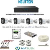 Neutron 2Mp 4 Kameralı Sesli Dış Ortam Ahd Full Kamera Set 500Gb Disk Neu-Xvr104-Fhd Neu-Ab102-28-Ca
