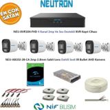 Neutron 2mp 4 kameralı Sesli Dış ortam AHD Full Kamera Seti 1TB Disk NEU-XVR104-FHD NEU-AB102-28-CA