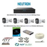 Neutron 2mp 4 kameralı Sesli Dış ortam AHD Full Kamera Seti 2TB Disk NEU-XVR104-FHD NEU-AB102-28-CA