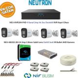 Neutron 2mp 4 kameralı Sesli Dış ortam AHD Full Kamera Seti 4TB Disk NEU-XVR104-FHD NEU-AB102-28-CA