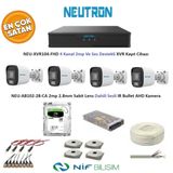 Neutron 2mp 4 kameralı Sesli Dış ortam AHD Full Kamera Seti 500GB Disk NEU-XVR104-FHD NEU-AB102-28-CA