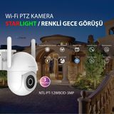 Neutron Gece Görüşlü Starlight 360° Dönebilen Alarmlı 3 Mp Ip Wifi Dış Ortam Güvenlik Kamerası