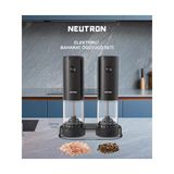 Neutron Ntl-Pg-33D Dıştan Öğütme Ayarlı Pilli Tuz Karabiber Değirmeni Baharat Öğütücü 2Li Paket