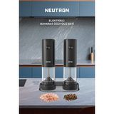 Neutron NTL-PG-33D Pilli Tuz ve Baharat Öğütücü Değirmen Ikili Set - Siyah