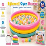 NeUygun Eğlenceli Oyun Havuzu 90 cm 1-3 Yaş Çocuklar İçin Şişme Top Havuzu Hediyeli 100 Adet Top