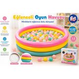 NeUygun Eğlenceli Oyun Havuzu Şişme Top Havuzu 100 Adet 6 cm Top Hediyeli Çocuk Oyun Alanı 1-3 Yaş 90 cm