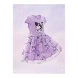 Neva Baby Boutique Kuromi Baskılı Mor Kısa Kollu Kız Çocuk Tüllü Tütü Elbise – Doğum Günü / Özel Gün / Parti 3-8 Yaş