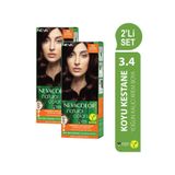Neva Color Natural Colors 3.4 Koyu Kestane Kalıcı Krem 2 Adet Saç Boyası
