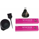 Neva Color Tüp Boya 5.0 Yoğun Açık Kumral 50 ml x 2'li+Boyama Seti