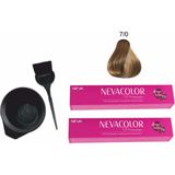 Neva Color Tüp Boya 7 Kumral 50 ml x 2'li + Boyama Seti
