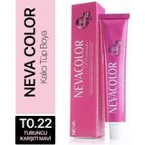 Neva Color Tüp Saç Boyası T0.22 Mavi Renkli Amonyaklı Krem 50 ml Turuncu Karşıtı Etkili