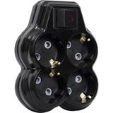 Neva Home 4lü Anahtarlı Golyat, Dörtlü Topraklı Priz Çoklayıcı Fiş, Siyah Renk, 16A 250 Volt, Max 3600 Watt
