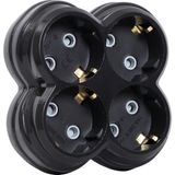 Neva Home 4lü Golyat Fiş, Dörtlü Topraklı Priz Çoklayıcı Fiş, 16A 250 Volt, Max 3600 Watt (Siyah)