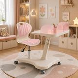 Neva Home Bonny Mobil Çocuk Çalışma Masası ve Sandalye Seti (Pembe)