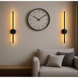Neva Home Modern Dekoratif LED Duvar Aplik 66 cm Günışığı Siyah 1 Adet (Pilli)