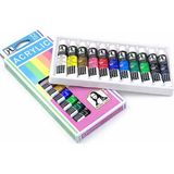 Neva Home Mona Lisa 12 Renk Akrilik Tüp Boya Seti – 12X12 ml Profesyonel Akrilik Boya Tüp Set – Tuval, Ahşap, Taş, Seramik ve Hobi Boyama Için Yoğun Pigmentli Sanat Boyası