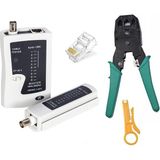 Neva Home RJ45 Bnc Network Test Cihazı, RJ11-RJ9-RJ45 3'lü Sıkma Pensesi, RJ45 100 Adet Konnektör Soket Set