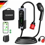 Neva Home Schoner® 22KW Taşınabilir Elektrikli Araç Şarj Istasyonu Wi-Fi/bluetooth Smart 5.5 Metre Tip2 Kablolu Trifaz/monofaz 32A 22KW/11KW/7.66KW/3.5KW (CHARGEPRO22-APP)