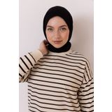 Neva Kadın Tesettür Bisiklet Yaka Iki Iplik Penye Terletmeyen Kumaş Basic Çizgili Tunik