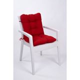 Neva Kırmızı Pofidik Arkalıklı Sandalye Minderi Özel Dikişli Bağcıklı 44x88 Cm - 44 x 88 cm