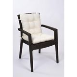 Neva Krem Pofidik Arkalıklı Sandalye Minderi Özel Dikişli Bağcıklı 44x88 Cm - 44 x 88 cm
