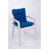 Neva Mavi Pofidik Arkalıklı Sandalye Minderi Özel Dikişli Bağcıklı 44x88 Cm - 44 x 88 cm
