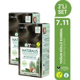 Neva NATURALIS (vegan) Amonyaksız 2'Lİ SET 7.11 YOĞUN KÜLLÜ KUMRAL Kalıcı Krem Saç Boyası Seti - 7,11