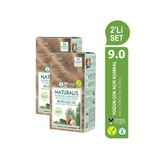 Neva NATURALIS (vegan) Amonyaksız 2'Lİ SET 9.0 YOĞUN ÇOK AÇIK KUMRAL Kalıcı Krem Saç Boyası Seti