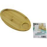 Neva Prime Oval 2 Bölmeli=1+1 Ahşap Bambu Servis Sunum Tepsi - Tahtası Mini Tepsi 25 x 14 x 1.4cm (5361)