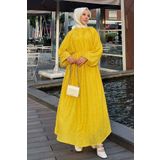 Neva Style Desenli Hardal Tesettür Elbise 14291HR