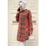 Neva Style Desenli Kiremit Tesettür Tunik 11685KRMT