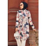 Neva Style Desenli Lacivert Tesettür Tunik 11677L