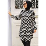 Neva Style Desenli Siyah Tesettür Tunik 11686S